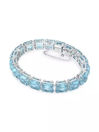 Shop Swarovski Millenia Swarovski Crystal Blue Square-Cut Rhodium-Plated Bracelet | Saks Fifth Avenue
