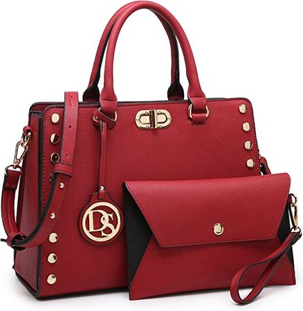 Amazon.com: Dasein Purses and Handbags for Women Satchel Shoulder Bag Work Tote Top Handle Purse with Matching Wallet (Red) : Clothing, Shoes & Jewelry