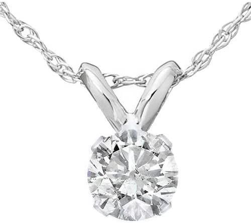 Amazon.com: 1/3 Ct Diamond Solitaire Pendant Necklace in 14k White Or Yellow Gold : Clothing, Shoes & Jewelry
