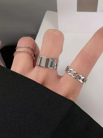minimalist cuffs shein ring set silver - Google Search