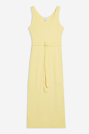 Ribbed Belted Column Dress | Topshop Yellow