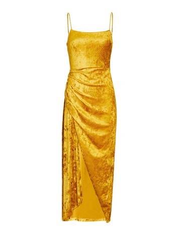 Saylor Cydney Draped Velvet Midi Dress | INTERMIX®