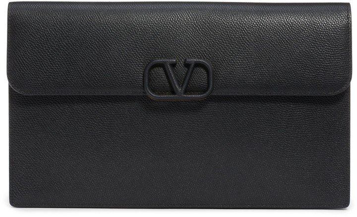 Large VSling Leather Flat Pouch