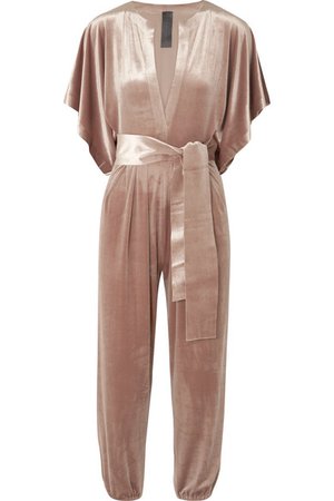 Norma Kamali | Rectangle velvet jumpsuit | NET-A-PORTER.COM