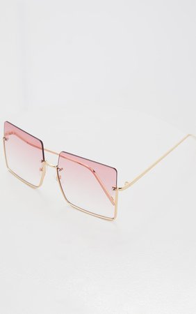 Pink Faded Lens Square Frameless Sunglasses | PrettyLittleThing USA