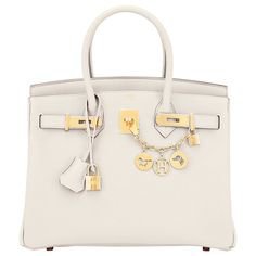 Hermès Birkin Top Handle Bag -  30 Craie Togo Chalk Off Gold Hardware Bag Z Stamp 2021 Gold | ShopLook