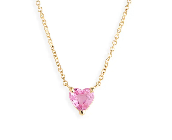 pink sapphire heart gold necklace