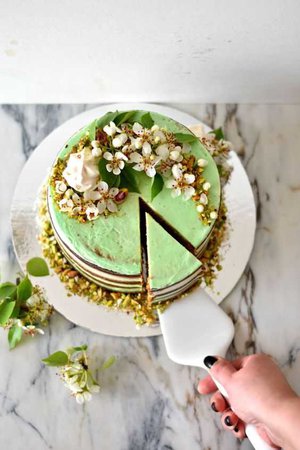 Pistachio Lime Cake with Vanilla Buttercream