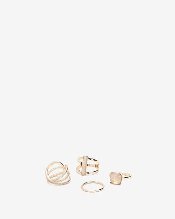 Set Of 4 Gold Statement Rings