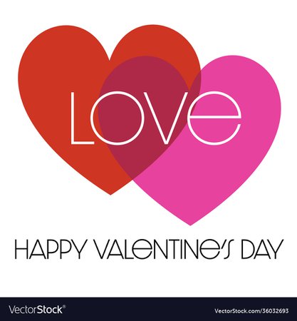 Valentines day love overlapping hearts graphic Vector Image