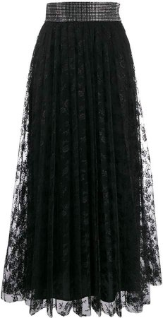 crystal lace pleated skirt