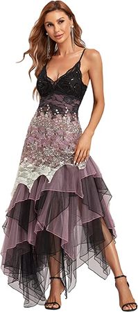 Amazon.com: Ever-Pretty Women's Sleeveless Tea Length A-line Dress Lace Cocktail Dress Orchid US4 : Clothing, Shoes & Jewelry
