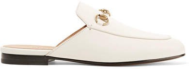 Princetown Horsebit-detailed Leather Slippers - White