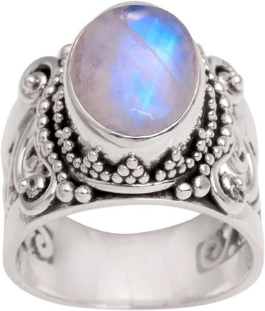 Amazon.com: NOVICA Rainbow Moonstone .925 Sterling Silver Cocktail Ring, Glorious Vines': Clothing, Shoes & Jewelry