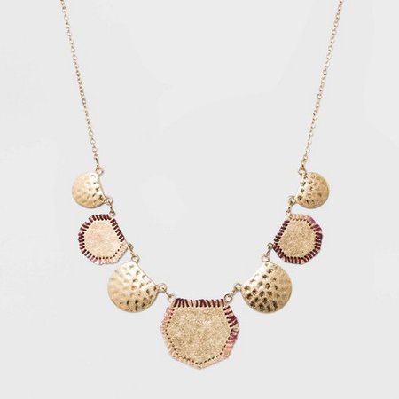 Woven Geometric Hammered Disc Necklace - Universal Thread™ Gold : Target