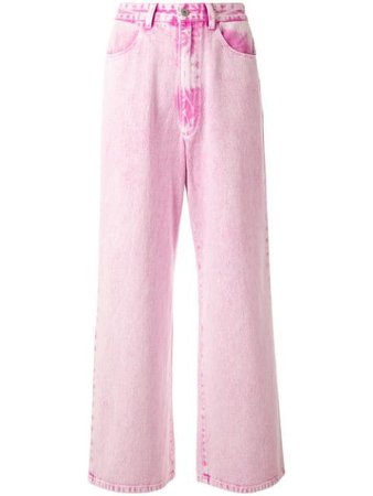 Shop pink Ground Zero high rise wide leg jeans with Express Delivery - Farfetch