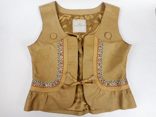Leather Women's Vest Decorated Beige Boho Hippie Style | Etsy