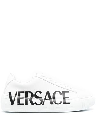 Versace Logo Print Greca Trim Sneakers - Farfetch