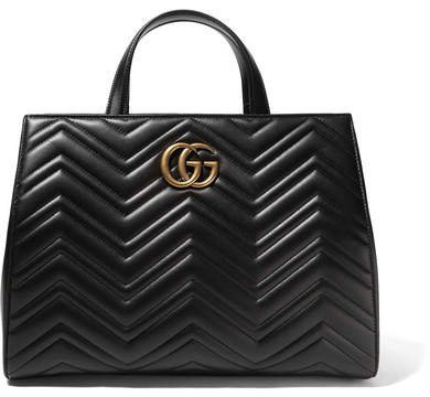 Gg Marmont Medium Quilted Leather Tote - Black