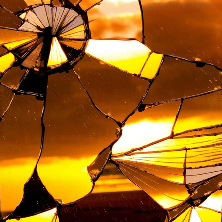 Yellow broken glass