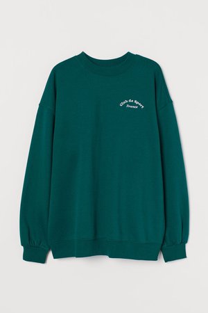 Oversized Sweatshirt - Dark green/Club de Sport - Ladies | H&M US