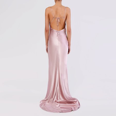 True Decadence Pink Satin Gown (back)