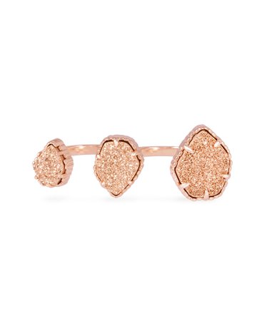 Naomi Rose Gold Double Ring in Rose Gold Drusy - S/M | Kendra Scott