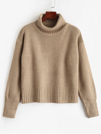[46% OFF] 2019 Plain Pullover Turtleneck Sweater In CAMEL BROWN | ZAFUL
