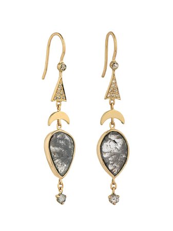 Celine Daoust - Moon Pyramid Grey Diamond Earrings - Ylang 23