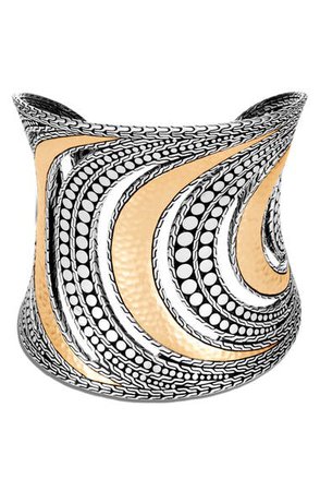 John Hardy Dot Hammered 18K Gold & Silver Extra Large Cuff | Nordstrom