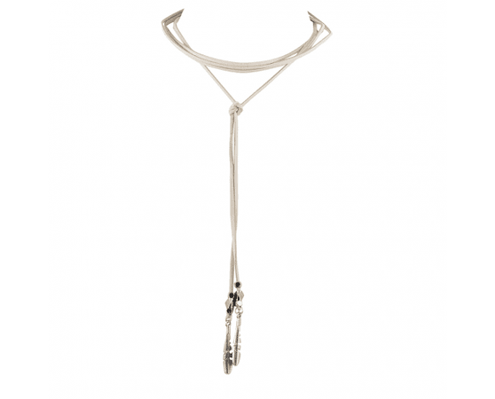 SilverTone Feather Boho Gypsy Faux Suede Wrap Choker Necklace - Necklaces