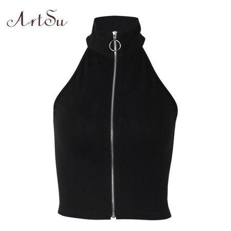 ArtSu-Black-Crop-Top-Turtleneck-Wmen-Sleeveless-Top-Zipper-Sexy-Knit-Top-Basic-Undershirt-Women-Short.jpg (800×800)
