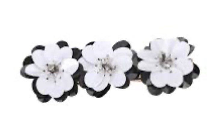 black and white flower hair clip