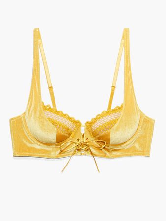 Velvet Vixen Lace-Up Bra in Yellow | SAVAGE X FENTY