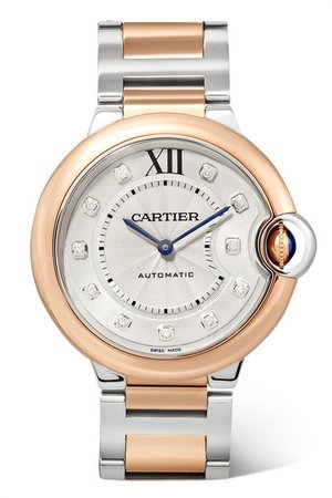 Cartier | Montre en or rose 18 carats, acier inoxydable et diamants Ballon Bleu de Cartier 36 mm | NET-A-PORTER.COM