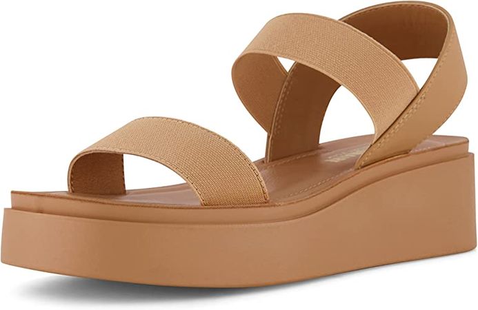 Amazon.com | CUSHIONAIRE Women's Pilar stretch platform sandal with +Memory Foam | Platforms & Wedges