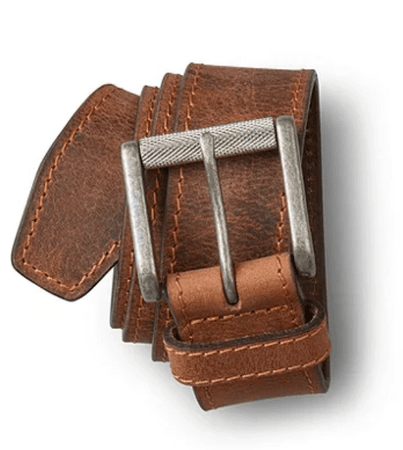 DENVER HAYES Men's Full Grain Buffalo Leather Distressed Belt Brown