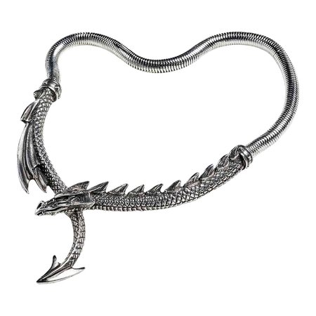 Alchemy Gothic Dragons Lure Necklace, Pewter Goth Jewellery