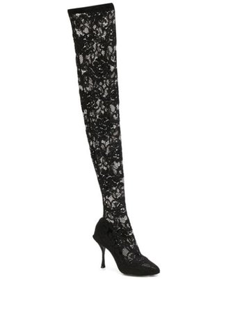 Dolce & Gabbana Lace Overlay Pumps CU0598AK907 Black | Farfetch
