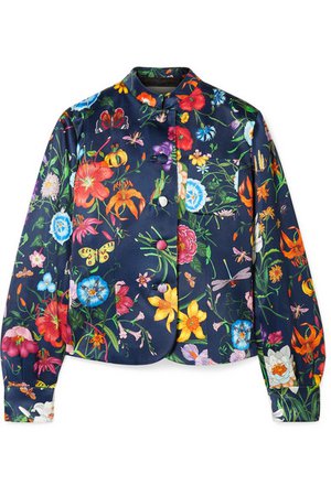 Gucci | Floral-print silk-satin jacket | NET-A-PORTER.COM
