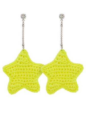 Venessa Arizaga neon yellow woven star and crystal embellished earrings $72 - Shop AW18 Online - Fast Delivery, Price