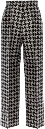 Virgin Wool Houndstooth Cropped Trousers Size: 36