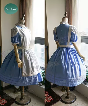 Alice's Adventures in Wonderland Cosplay, Alice (Novel Illustration) Dress & Apron Costume Set