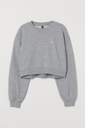 Crop Sweatshirt - Gray melange/Love - Ladies | H&M US