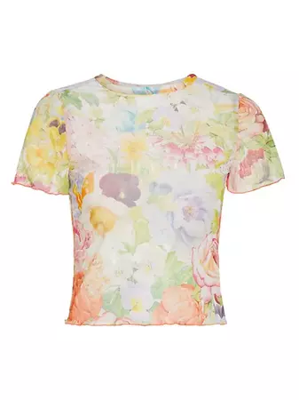 Shop Alice + Olivia Delaina Sheer Cropped T-Shirt | Saks Fifth Avenue