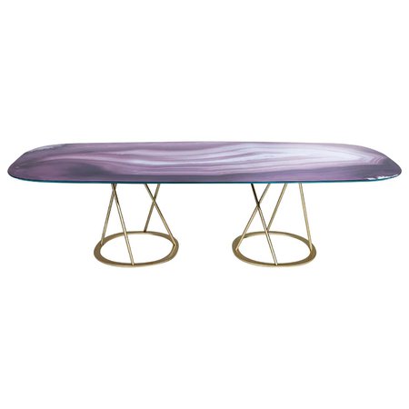 Table Base and Top Frame Polished Stainless Steel Antique Bronze Finish