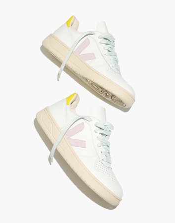 x Veja Leather and Suede V-10 Sneakers in Pastel Neon Colorblock