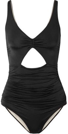 Ballet Ruched Cutout Swimsuit - Black
