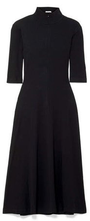 Stretch-cotton Jersey Turtleneck Dress - Black