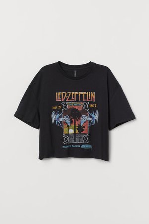 Short Printed T-shirt - Black/Led Zeppelin - | H&M US